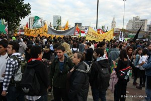 Demonstranten verzamelen zich op het Largo da Batata in São Paulo